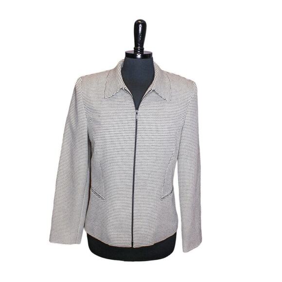 Garfield & Marks Houndstooth Print Jacket Blazer Zip Front Size 6 - Picture 1 of 6